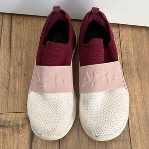 APL Maroon and Light Pink Slip-On Shoes